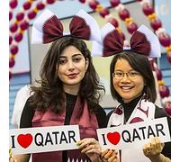 Picysa Cerchietti per Capelli Donna con Fiocco con Bandiera del Qatar, Cerchietto per Capelli Rosso e Blu, Perfetti per Partite di Calcio e Celebrazioni della Festa Nazionale, Realizzati in Tessuto