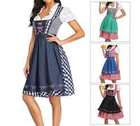 Picysa Costume da Ragazza Dell'Oktoberfest Elegante Abito Dirndl con Grembiule per la Festa della Birra Abito Uniforme Realizzato in Morbido Poliestere (#17)