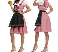 Picysa Costume da Ragazza Dell'Oktoberfest Elegante Abito Dirndl con Grembiule per la Festa della Birra Abito Uniforme Realizzato in Morbido Poliestere (#1)