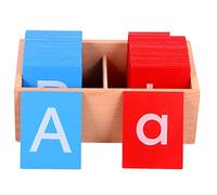 Picysa Custodia Rossa e Blu per Bambini con Carta Vetrata a Doppia Lettera, per Sussidi Didattici per la Prima Educazione e la Scuola Materna, Materiale in Faggio di Alta qualità, Dimensioni 7 * 9 Cm