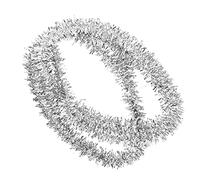 Picysa Ghirlanda di tinsel sottile, color oro, argento, per fai da te, casa delle bambole, 45 cm, 1:12, nastro natalizio in lamina metallica, decorazione in miniatura (argento)