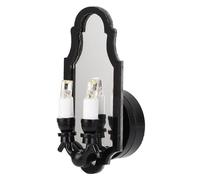Picysa Lampada da Parete a Specchio per Casa delle Bambole Lampada a Doppia Testa Cornice Nera Illuminazione Elegante per la Decorazione della Casa delle Bambole in Scala 1/12