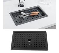 Picysa Lavello da con Vassoio Antiscivolo e Filtraggio a Rete per Uso da Appoggio Lavello da Bar Piccolo in Acciaio Inossidabile 13x7,87x1,97 Pollici (Nera)