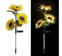 Picysa Luci Solari Solari da Esterno con Girasole con 3 Teste LED Decorative per la Decorazione del Percorso del Giardino, Materiale Plastico, Regalo Perfetto per Tutte le Occasioni (luce calda)