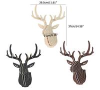 Picysa Modello 3D in Legno Fai da Te Testa di Animale Cervo Elegante Puzzle Artigianale per Arredamento Casa Ufficio, 37x29,5x21 Cm, MDF Leggero (Marrone)