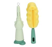 Picysa Morbido Detergente per Spazzole per Bottiglie Durevole 3 in 1 Facile Pulizia Domestica Spugne in Plastica Manico a 3 Spazzole (Verde)