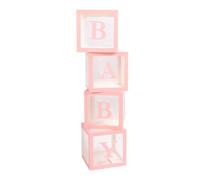 Picysa Scatola per Palloncini Trasparente da 4 Pezzi per Decorazioni per Proposte e Baby Shower, Facile Montaggio con Lettere, Design Chiaro (Rosa)