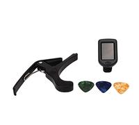 Picysa Set di Plettri Accordatore per Capotasto per Chitarra con Display LED per Principianti e Professionisti - Plastica e Metallo, 3 Plettri, 1 Capotasto, 1 Accordatore