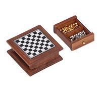 Picysa Set di Scacchi in Miniatura 1:12 Design Raffinato per la Decorazione della Casa delle Bambole, Materiale in Betulla e Metallo, Regalo Perfetto per gli Amanti degli Scacchi