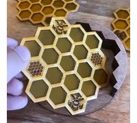 Picysa Set di Sottobicchieri in Acrilico a Nido D'Ape, Design Delicato con Elementi Ape, per Proteggere il Tavolo, per la di Casa, Soggiorno, Bar, Hotel, per il Ringraziamento, Natale, Capodanno o