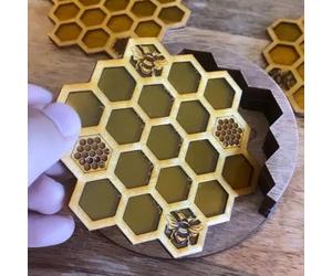 Picysa Set di Sottobicchieri in Acrilico a Nido D'Ape, Design Delicato con Elementi Ape, per Proteggere il Tavolo, per la di Casa, Soggiorno, Bar, Hotel, per il Ringraziamento, Natale, Capodanno o