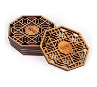 Picysa Set di Sottobicchieri in bambù Elegante Cuscinetto Isolante Termico Antiscivolo per Forniture per la Cerimonia del tè (Sottobicchiere con rima del tè)