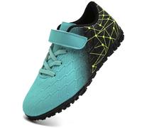PiDaGlobal Scarpe da Calcio Bambini Ragazzi con Tacchetti Bassi Scarpe da Calcetto Futsal e Allenamento per Interno/Esterno - Antiscivolo Junior 29EU Turchese