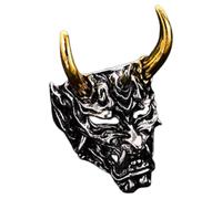 Pidak Anello Regolabile Demone Orientale in Lega Metallica - Colore Argento o Colore Argento con Corna Colore Oro - Stile Dark Gotico Unisex (Versione 2 - Silver gold)