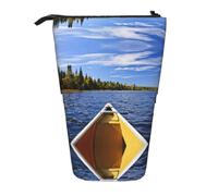 Pidgazdfgv Astuccio portamatite portatile con canoa sul lago, per scuola, ufficio, bambini, studenti, adulti, ragazze, ragazzi, regalo per trucco