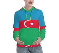 Pidgazdfgv Bandiera dell'Azerbaigian Felpa con cappuccio in pile da uomo Casual Felpa con cappuccio a contrasto con coulisse con tasca Kaola, Nero , L