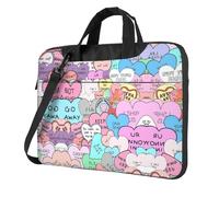 Pidgazdfgv Borsa a tracolla per computer portatile da lavoro con cuore colorato, unisex, borsa a tracolla per la stagione scolastica, Nero , 15.6 inch