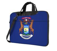 Pidgazdfgv Borsa per computer portatile con bandiera dello stato del Michigan, borsa per computer portatile, unisex, borsa messenger a tracolla per la stagione scolastica, Nero , 14 inch
