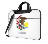 Pidgazdfgv Borsa per computer portatile con bandiera dello stato dell'Illinois, borsa per computer portatile, unisex, borsa a tracolla per la stagione scolastica, Nero , 15.6 inch