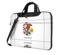 Pidgazdfgv Borsa per computer portatile con bandiera dello stato dell'Illinois, borsa per computer portatile, unisex, borsa a tracolla per la stagione scolastica, Nero , 13 inch