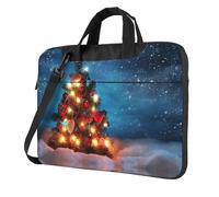 Pidgazdfgv Borsa per computer portatile con immagine dell'albero di Natale Borsa per computer portatile unisex borsa a tracolla borsa a tracolla per la stagione scolastica, Nero , 13 inch