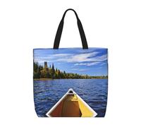 Pidgazdfgv Borsa per la spesa ecologica con canoa sul lago, borsa per la spesa, per scuola, lavoro, laptop, donna, ragazza, borsa per tutti i giorni