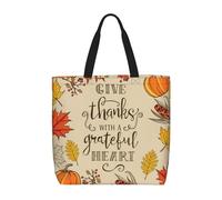 Pidgazdfgv Borsa per la spesa Punmpkin per il giorno del Ringraziamento, ecologica, per la scuola, il lavoro, il computer portatile, da donna, per tutti i giorni