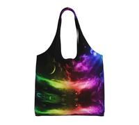 Pidgazdfgv Borsa tote in tela con cielo arcobaleno e luna, borsa per la spesa riutilizzabile, borsa per la spesa quotidiana, regalo da viaggio, infermiera, insegnante