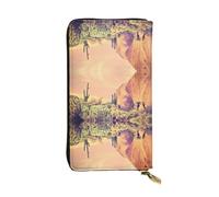 Pidgazdfgv Cactus at Sunset Poster Donne RFID Blocco Portafoglio In Pelle Zip Telefono Frizione Grande Capacità Signora Borsa Da Viaggio Regali