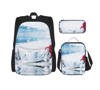 Pidgazdfgv Carino Snowmen Zaino Bambino Ragazzi Ragazze Lunch Box Scuola Bookbag Set Secondaria Studente Studente di College Regalo