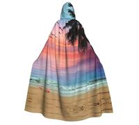 Pidgazdfgv Cocco Palm Tree Sandy Beach Adulto con Cappuccio Veste Mantello Cavaliere Fancy Cool Halloween Cos Costume Cape Lunghezza Mantello Con Cappuccio Mantello