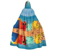 Pidgazdfgv Colorato Infradito Beach Ball Adulto Con Cappuccio Vestaglia Mantello Cavaliere Fancy Cool Halloween Cos Costume Cape Lunghezza Mantello Con Cappuccio