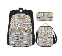 Pidgazdfgv Comic Ar Zaino Bambino Ragazzi Ragazze Lunch Box Scuola Bookbag Set Secondaria Studente Studente Regalo, Nero , One Size, Bagagli