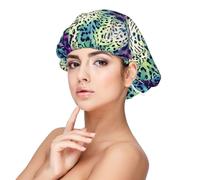 Pidgazdfgv Cuffia da notte in seta satinata leopardata verde per dormire da uomo e donna morbida fodera in raso per capelli ricci regalo