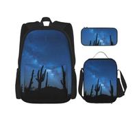 Pidgazdfgv Deserto con cactus zaino bambino ragazzi ragazze Lunch Box scuola Bookbag Set secondario studente universitario regalo, Nero , One Size, Bagagli