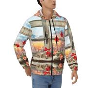 Pidgazdfgv Felpa con cappuccio da uomo con finestra di Natale Pullover Casual Felpa con cappuccio a contrasto con coulisse Zip Kaola Tasca per Lui, Nero , L