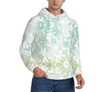 Pidgazdfgv Felpa con cappuccio in pile da uomo verde mare blu alghe pullover casual felpa con cappuccio con coulisse a contrasto con tasca Kaola, Nero , XXL