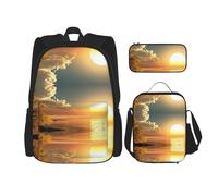 Pidgazdfgv Good Morning Zaino per bambini ragazzi ragazze Lunch Box Scuola Bookbag Set Secondaria Studente universitario Regalo
