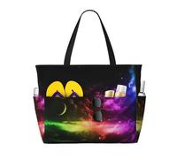 Pidgazdfgv Grande borsa da spiaggia arcobaleno cielo e luna donna uomo impermeabile piscina borsa vacanza viaggio sport borsa palestra zaino