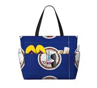 Pidgazdfgv Grande borsa da spiaggia con bandiera della Virginia, da donna, da uomo, impermeabile, per piscina, vacanze, viaggi, sport, palestra, Nero , Taglia unica