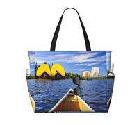 Pidgazdfgv Grande borsa da spiaggia con canoa sul lago, da donna, da uomo, impermeabile, per piscina, vacanze, viaggi, sport, palestra, zaino