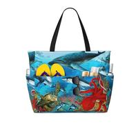 Pidgazdfgv Grande delfini tartaruga marina squalo polpo barriera corallina borsa da spiaggia donna uomo impermeabile borsa da piscina vacanza viaggio sport borsa palestra zaino