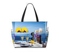 Pidgazdfgv Grande scenario di un tavolo sopra il mare borsa da spiaggia donna uomo impermeabile borsa da piscina vacanza viaggio sport borsa palestra zaino