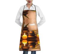 Pidgazdfgv Grembiule da cucina regolabile con candele e pietre, grande tasca, resistente all'acqua, grembiule da cucina per uomini e donne