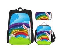 Pidgazdfgv Happy Easter Bunny Zainetto Bambino Ragazzi Ragazze Lunch Box Scuola Bookbag Set Secondaria Studente Studente