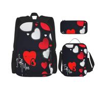 Pidgazdfgv Happy Valentine's Day Zaino Bambino Ragazzi Ragazze Lunch Box Scuola Bookbag Set Secondaria Studente Studente, Nero , One Size, Bagagli