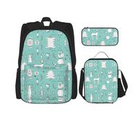 Pidgazdfgv Llama Alpaca verde zaino bambino ragazzi ragazze Lunch Box scuola bookbag set secondaria studente universitario regalo, Nero , One Size, Bagagli