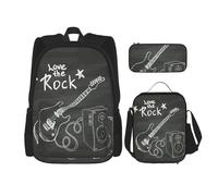 Pidgazdfgv Love Rock Zaino per bambini ragazzi ragazze Lunch Box Scuola Bookbag Set Secondaria Studente Studente
