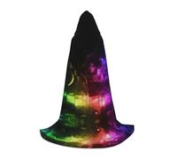 Pidgazdfgv Mantello con cappuccio arcobaleno cielo e luna per bambini Halloween bambino travestimento accessori per feste in costume cosplay