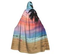 Pidgazdfgv Mantello con cappuccio da spiaggia con palma da cocco, unisex, per adulti, costume per cosplay, 147,3 cm, per Halloween, Natale, feste in maschera